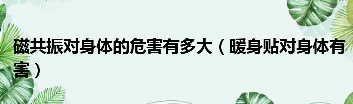 磁共振对身体的危害有多大（暖身贴对身体有害）