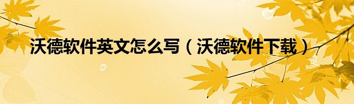 沃德软件英文怎么写（沃德软件下载）