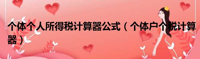 个体个人所得税计算器公式（个体户个税计算器）