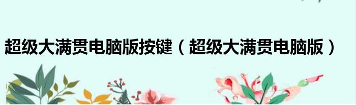 超级大满贯电脑版按键（超级大满贯电脑版）