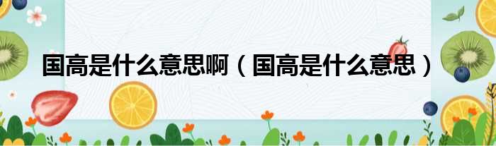 国高是什么意思啊（国高是什么意思）