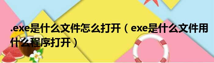 .exe是什么文件怎么打开（exe是什么文件用什么程序打开）