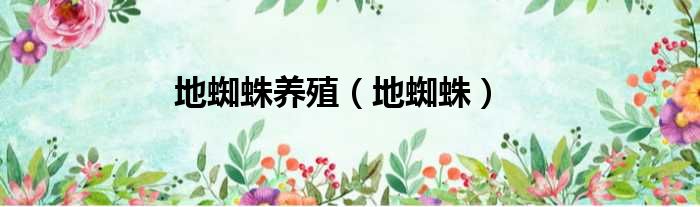 地蜘蛛养殖（地蜘蛛）