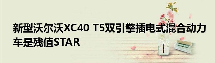 新型沃尔沃XC40 T5双引擎插电式混合动力车是残值STAR