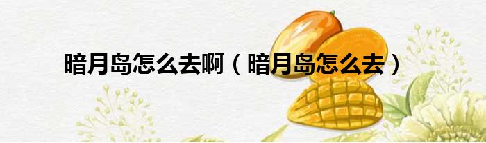 暗月岛怎么去啊（暗月岛怎么去）