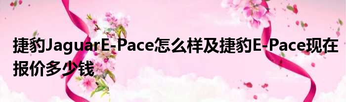 捷豹JaguarE-Pace怎么样及捷豹E-Pace现在报价多少钱