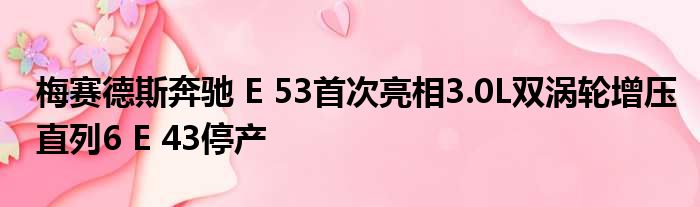 梅赛德斯奔驰 E 53首次亮相3.0L双涡轮增压直列6 E 43停产