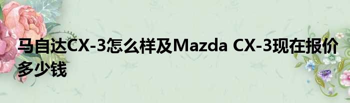 马自达CX-3怎么样及Mazda CX-3现在报价多少钱
