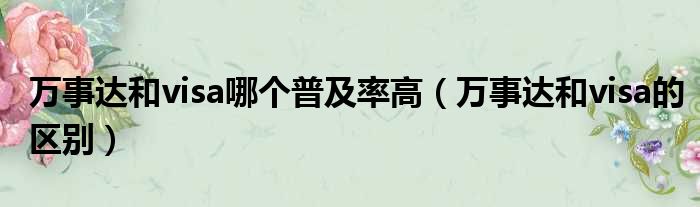 万事达和visa哪个普及率高（万事达和visa的区别）