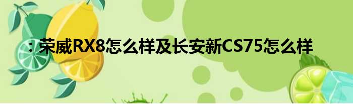 ：荣威RX8怎么样及长安新CS75怎么样