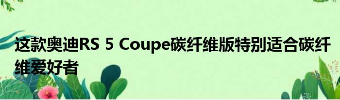 这款奥迪RS 5 Coupe碳纤维版特别适合碳纤维爱好者