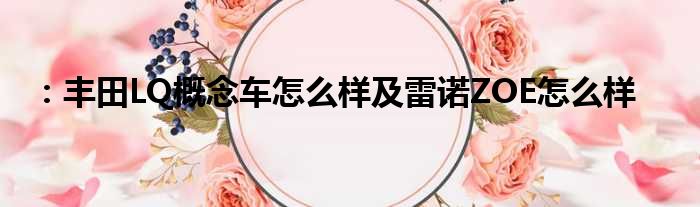 ：丰田LQ概念车怎么样及雷诺ZOE怎么样