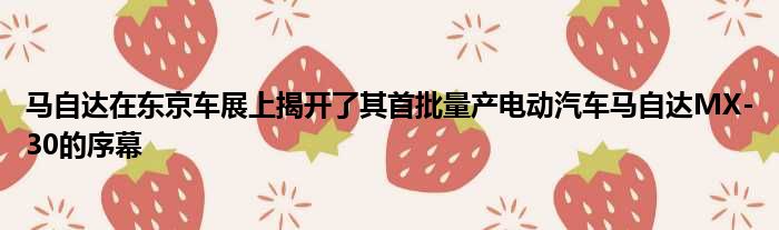 马自达在东京车展上揭开了其首批量产电动汽车马自达MX-30的序幕