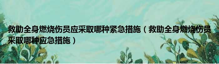 救助全身燃烧伤员应采取哪种紧急措施（救助全身燃烧伤员采取哪种应急措施）