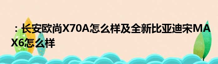 ：长安欧尚X70A怎么样及全新比亚迪宋MAX6怎么样