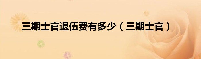 三期士官退伍费有多少（三期士官）