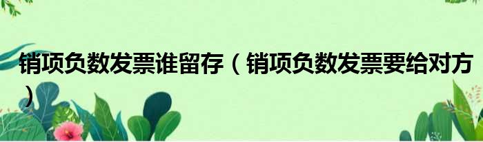 销项负数发票谁留存（销项负数发票要给对方）