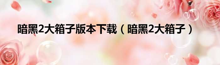 暗黑2大箱子版本下载（暗黑2大箱子）