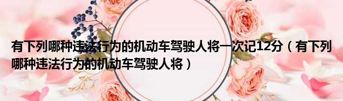 有下列哪种违法行为的机动车驾驶人将一次记12分（有下列哪种违法行为的机动车驾驶人将）