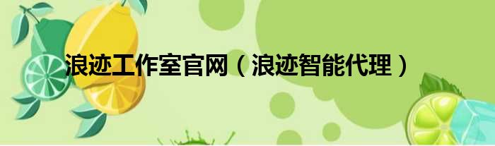 浪迹工作室官网（浪迹智能代理）