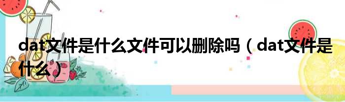 dat文件是什么文件可以删除吗（dat文件是什么）