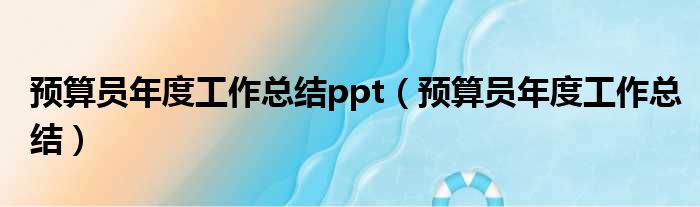 预算员年度工作总结ppt（预算员年度工作总结）