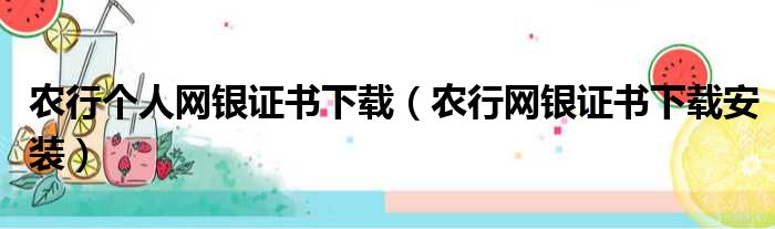 农行个人网银证书下载（农行网银证书下载安装）