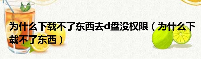 为什么下载不了东西去d盘没权限（为什么下载不了东西）