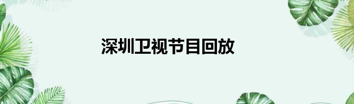 深圳卫视节目回放