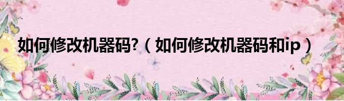 如何修改机器码?（如何修改机器码和ip）