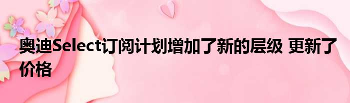 奥迪Select订阅计划增加了新的层级 更新了价格
