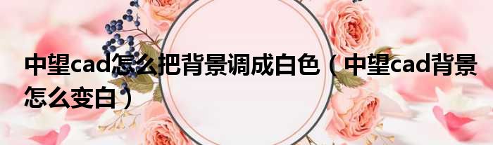 中望cad怎么把背景调成白色（中望cad背景怎么变白）