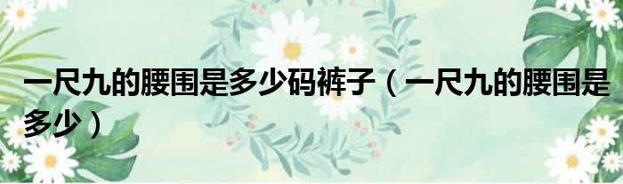 一尺九的腰围是多少码裤子（一尺九的腰围是多少）