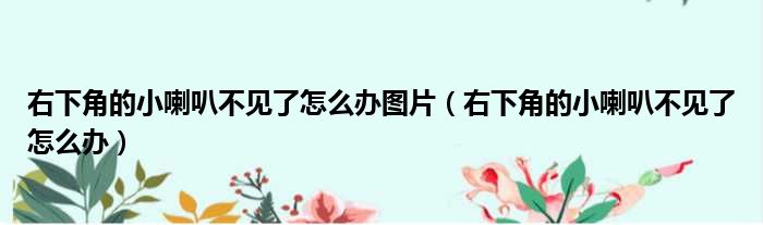 右下角的小喇叭不见了怎么办图片（右下角的小喇叭不见了怎么办）