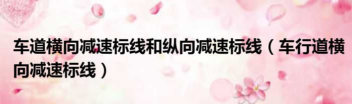车道横向减速标线和纵向减速标线（车行道横向减速标线）