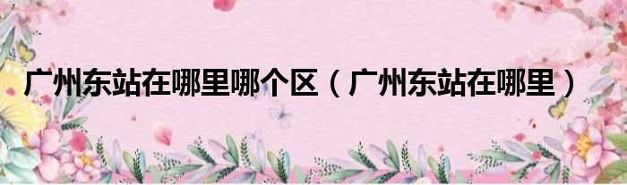 广州东站在哪里哪个区（广州东站在哪里）
