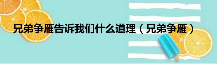 兄弟争雁告诉我们什么道理（兄弟争雁）
