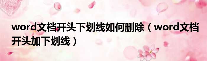 word文档开头下划线如何删除（word文档开头加下划线）