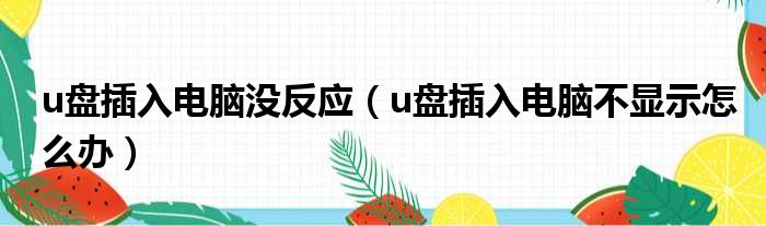 u盘插入电脑没反应（u盘插入电脑不显示怎么办）