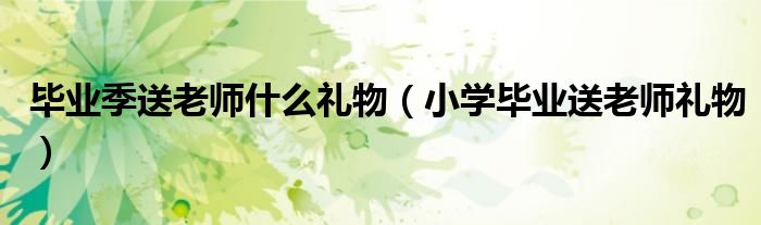 毕业季送老师什么礼物（小学毕业送老师礼物）