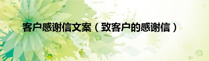 客户感谢信文案（致客户的感谢信）