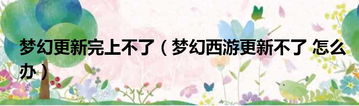 梦幻更新完上不了（梦幻西游更新不了 怎么办）