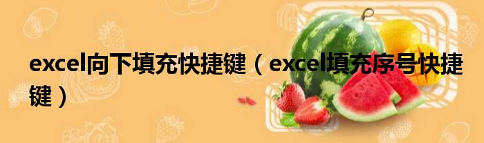 excel向下填充快捷键（excel填充序号快捷键）