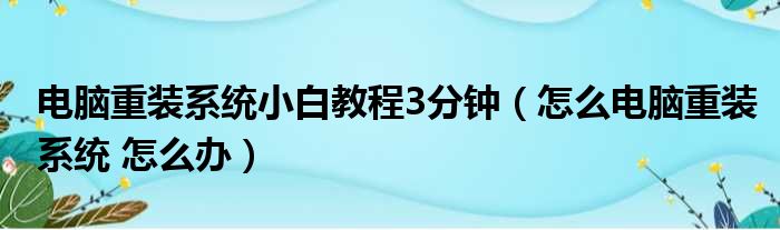 电脑重装系统小白教程3分钟（怎么电脑重装系统 怎么办）