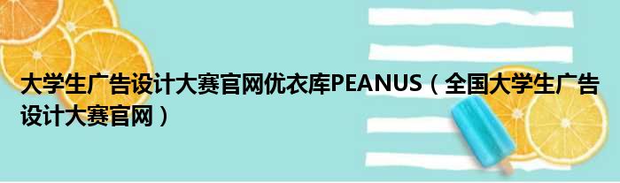 大学生广告设计大赛官网优衣库PEANUS（全国大学生广告设计大赛官网）