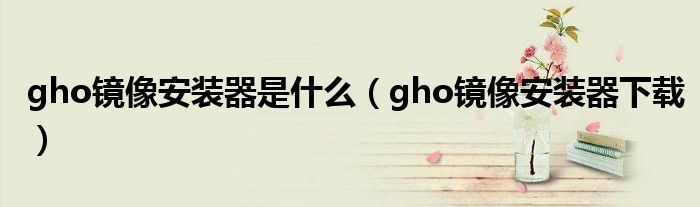 gho镜像安装器是什么（gho镜像安装器下载）