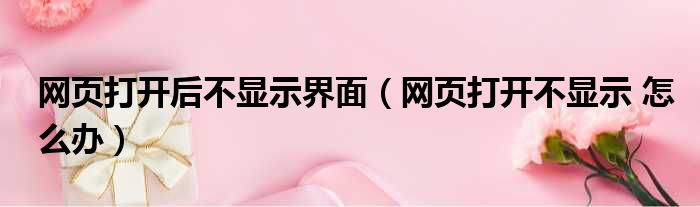 网页打开后不显示界面（网页打开不显示 怎么办）