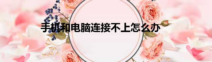 手机和电脑连接不上怎么办