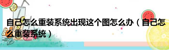 自己怎么重装系统出现这个图怎么办（自己怎么重装系统）