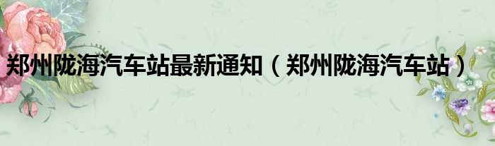 郑州陇海汽车站最新通知（郑州陇海汽车站）